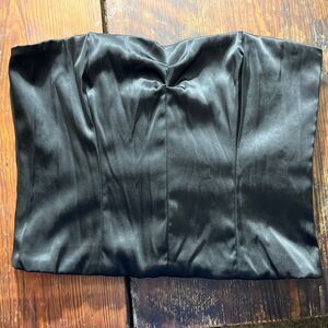 Black Satin Corset Top Lace Up Gothic Witchy Whimsygoth Punk Sexy